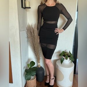 Last chance! Jay Godfrey sheer panel crepe sheath dress